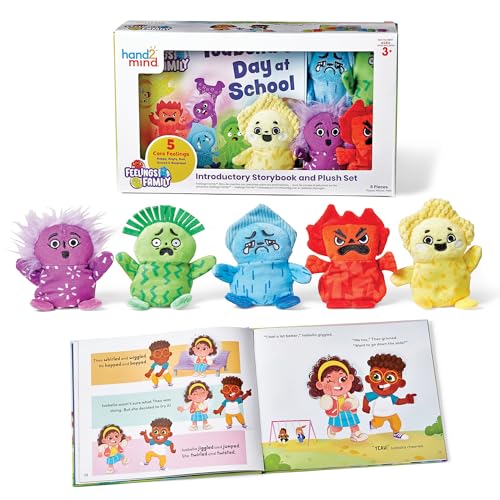 Learning Resources 96317 Gefühle entdecken Set für die ganze Familie, Spielzeug Jungen und Mädchen, Bücher für 3-Jährige, enthält 5 Weichtiere, die Emotionen darstellen, Multicolor von hand2mind