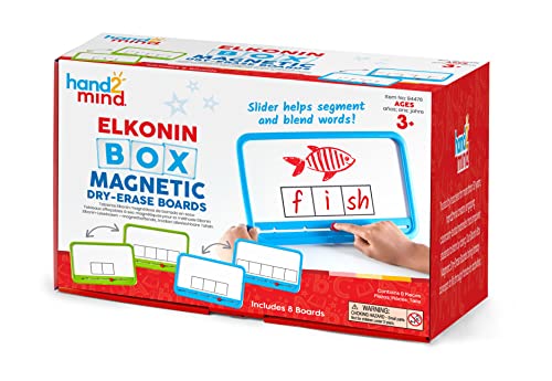 Learning Resources Elkonin-Leseboxenset mit magnethaftenden, trocken abwischbaren Tafeln, mit Schieber zum Erlernen von Lauten und Lese- und Schreibkenntnissen, 8er-Set, ab 3 Jahren von hand2mind