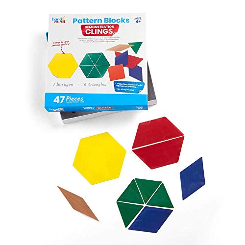 hand2mind 92857 Demonstration Clings Pattern Blocks (Ages 4+) They Cling to Any Smooth Surface, No More Magnets (47 Pieces) von hand2mind