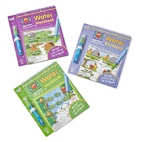 hand2mind Bob Books Sight Words Wasserarbeitsbuch-Set, Wasserstift-Malbücher für Kleinkinder, keine Unordnung, Wasser-Enthüllungsblöcke für Kinder, Wissenschaft des Lesens (3 Wasserbücher und 3 von hand2mind