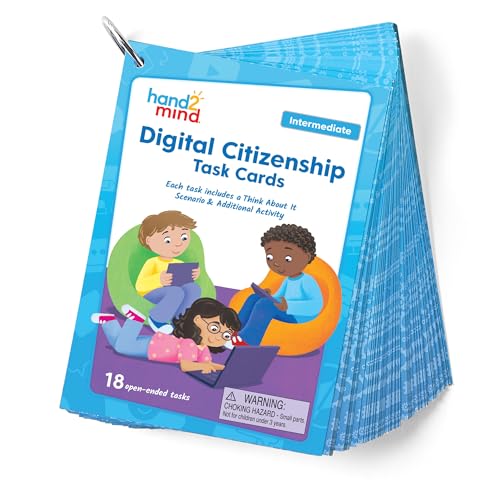 hand2mind Digital Citizenship Intermediate Task Cards, Ages 8+, Computer Science & Technology for Kids 8-12, STEM-Projekte, STEM-Aktivitäten für Klassenzimmer, Wissenschaftsklassenzimmer Supplies von hand2mind