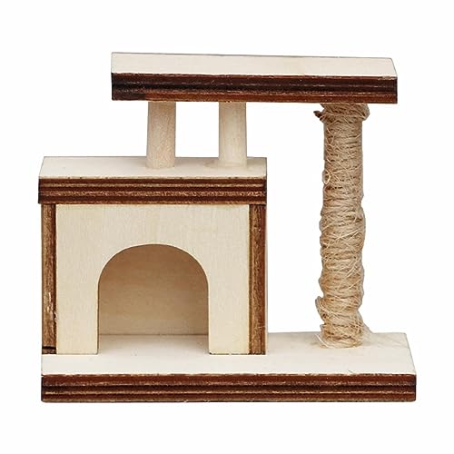 harayaa 1/12 Puppenhaus Katze Klettergerüst Katze Regale Und Sitzstangen Szenen Holz Haustier Zentrum für Sand Tisch Dekoration DIY Landschaft Modell Zug, 6,5 cm x 3,5 cm x 5,5 cm von harayaa