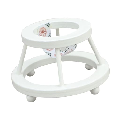 harayaa 1/12 Puppenhaus Puppenläufer Mini Puppenwagen Requisiten Schmuck Mikroszene Babyzimmer Puppe für Geburtstagsgeschenk Kleinkinder Kinder, Weiß von harayaa