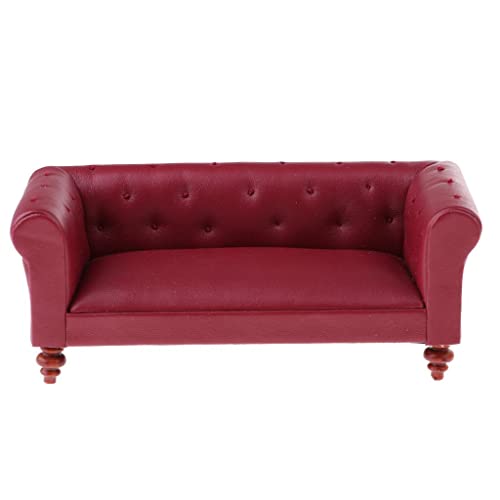 harayaa 1/12 Puppenmöbel Sofa für Dollhaus Dekoration, rot, # C von harayaa