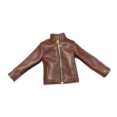 harayaa 1/6 PU-Lederjacke, Mini-Mantel mit langen Ärmeln. Verkleiden Sie sich für 12-Zoll-Soldatenfiguren, Rot von harayaa