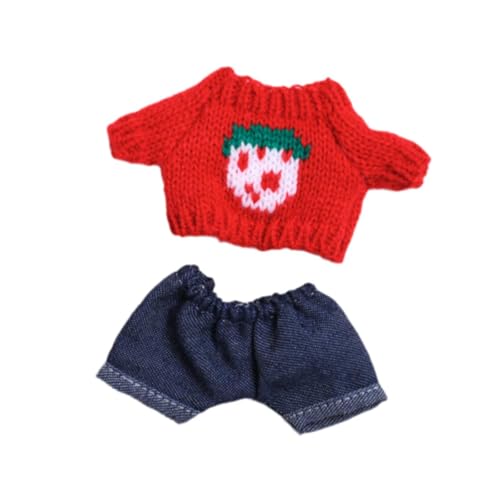 harayaa 15 cm bis 17 cm Große Plüschpuppenkleidung, Süßer Pullover Und Jeans, Modische Stofftierkleidung, Kostüme, Foto Requisiten, Kleidung, Rot von harayaa