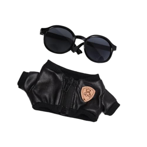 harayaa 2 Stück Schwarze Jacke Und Sonnenbrille, Puppenkleidungszubehör, Handgefertigte Miniatur Kleidungs Outfits für 15 cm Große Puppen von harayaa