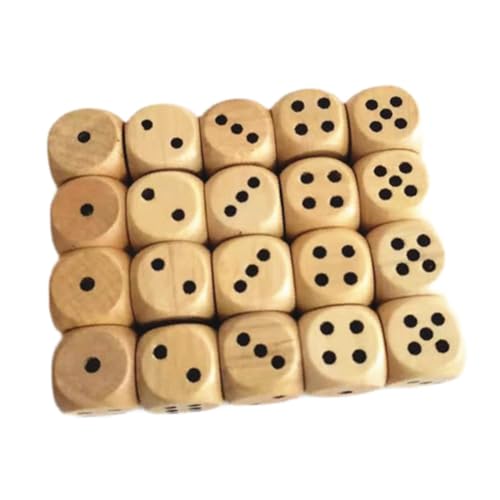 harayaa 20x Holz D6 Sechsseitige Würfel mit Zahlen 1-6 Sammlung Unterhaltung Spielzeug Standard 2cm Würfel für Brettspiele Party Spielzeug RPG von harayaa