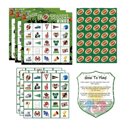 harayaa 24 Bingo-Spielkarten mit Fußball-Thema, Bingo-Spielkarten, Papier-Bingo-Karten für Fußballpartys von harayaa