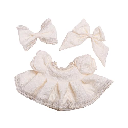 harayaa 3 Teiliges Prinzessin Puppenkleid mit Schleife Und Haarnadel, Kostümzubehör, Miniaturkleidung für 38 cm Große Mädchenpuppen, Geschenke, Beige von harayaa