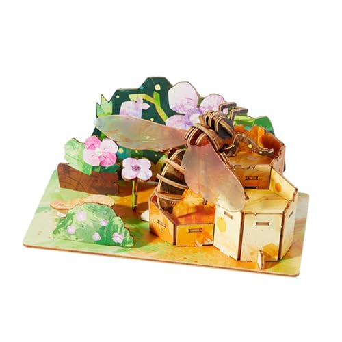 harayaa 3D-Holzpuzzle, pädagogisches Spielzeug, Geschenke, DIY-Kit, Kunsthandwerk, Holzmodelle, Holzbau-Postkarten-Kits für Kinder ab 6 Jahren, Westliche Biene von harayaa