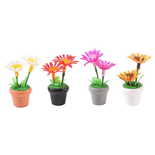 harayaa 4 Stück Miniatur Puppenhaus Blumen 1 12 Mini Topfpflanze Blumentopf Miniatur Pflanzen Mini Pflanze Modell für Geschenke Büros von harayaa