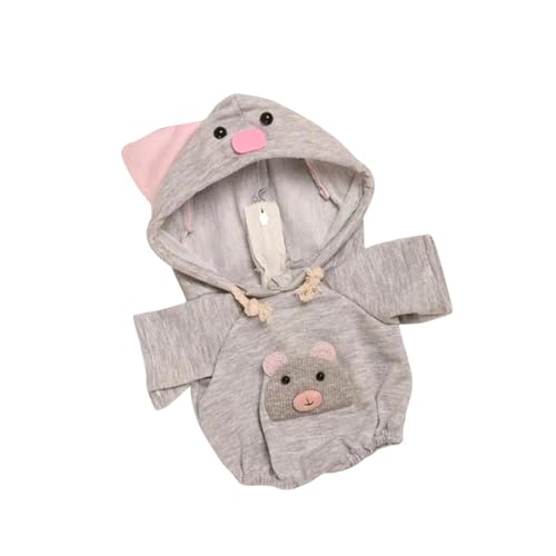 harayaa 6 Zoll Puppenkleidung, Kinderpuppen Kapuzenpullover, Ausgefallenes Kapuzenkostüm mit Rosa Ohren, Ratte, Kapuzenpullover von harayaa