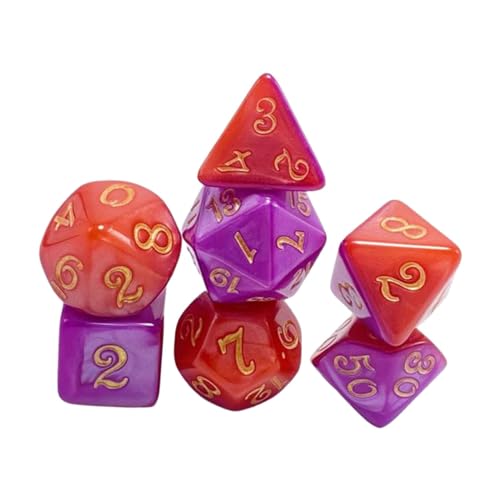 harayaa 7 Stück D4 D8 D10 D12 D20 Acrylwürfel Tischspiele Kartenspiele Unterhaltungsspielzeug Mathematikunterricht RPG Polyedrische Würfel Set, Violett von harayaa