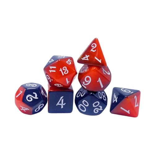 harayaa 7 Stück D4 D8 D10 D12 D20 Acrylwürfel Tischspiele Kartenspiele Unterhaltungsspielzeug Mathematikunterricht RPG Polyedrische Würfel Set, rot blau von harayaa