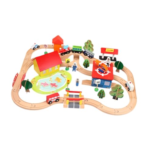 harayaa 70x Holz Eisenbahn Tracks Set Montessori Spielzeug Vorschule Pädagogisches Spielzeug für Jungen Mädchen von harayaa