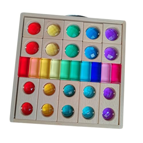 harayaa Acryl Holzklötze Set, Regenbogen, Funkelndes Sensorisches Pädagogisches Stapelspielzeug, Spielzeug für Jungen Und Mädchen, Geburtst, 3 Arten Blöcke von harayaa