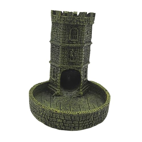 harayaa Burg Würfelturm mit Tablett, Zubehör für Brettspiele, Aufbewahrung, Desktop Ornament, Würfeltablett, Würfel Rollturm Als Gamer Geschenk, Gelbgrün von harayaa