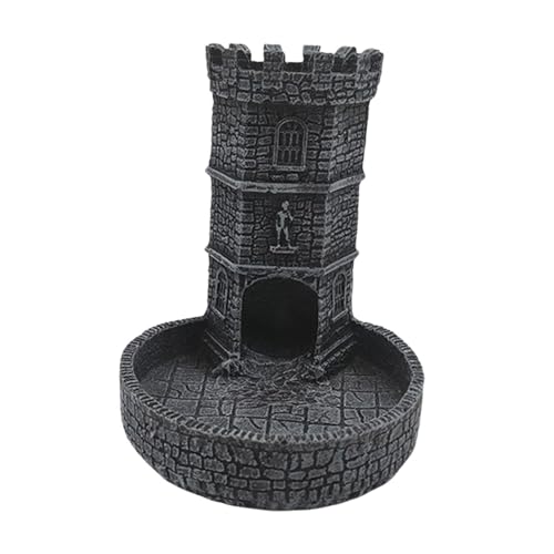 harayaa Burg Würfelturm mit Tablett, Zubehör für Brettspiele, Aufbewahrung, Desktop Ornament, Würfeltablett, Würfel Rollturm Als Gamer Geschenk, Schwarzgrau von harayaa