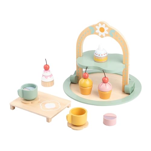 harayaa Dessert-Kuchen-Spielzeug aus Holz mit Cupcake-Ständer, Rollenspiel-Spielset, Lebensmittel-Set aus Holz für Mädchen von harayaa