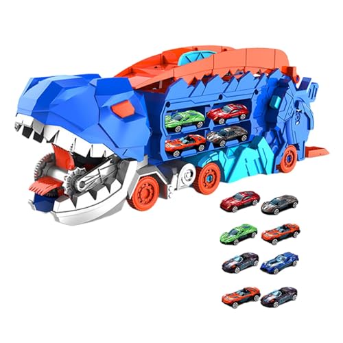 harayaa Dinosaurier Verschluckungs Truck für Kinder, Dinosaurier Verschlingungs Truck mit Beleuchtung, Lustige Dinosaurier Figur, Träger Fahrzeuge Spielzeug Race Cars Set für Kinder, 12 Mini-Autos von harayaa