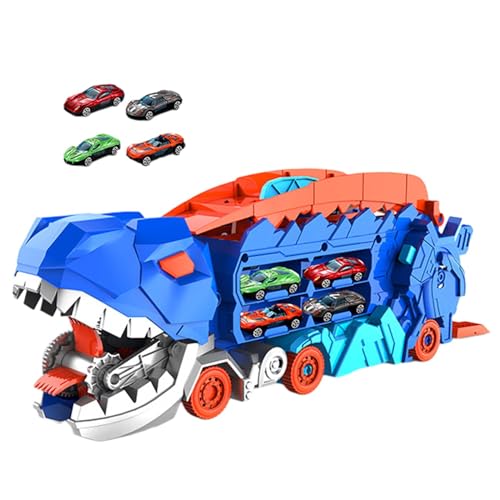 harayaa Dinosaurier Verschluckungs Truck für Kinder, Dinosaurier Verschlingungs Truck mit Beleuchtung, Lustige Dinosaurier Figur, Spielzeug für Kinder, Gesche, 8 Miniautos von harayaa