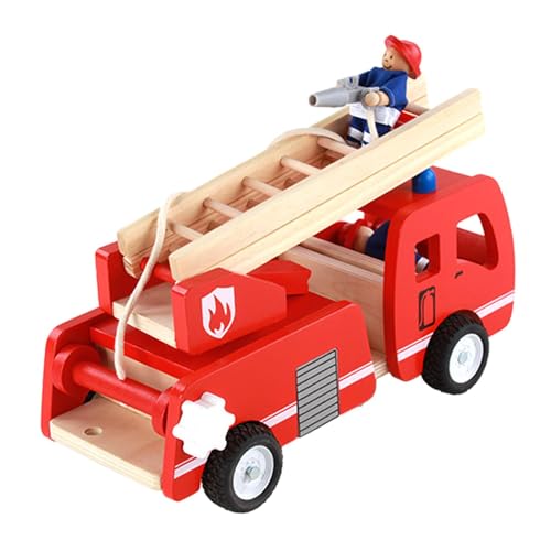 harayaa Feuerwehrauto Spielzeug mit Spielfigur, Pädagogisches Feuerwehrauto Spielzeug Aus Holz von harayaa