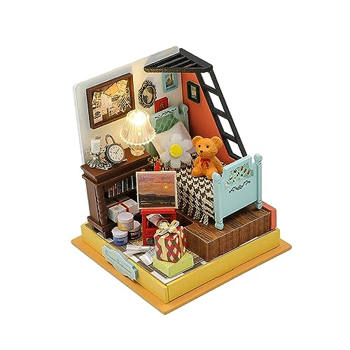 harayaa Handgefertigtes Miniatur Puppenhaus, 3D Puzzle, LED Leuchten, Einfach Zusammenzubauen, Modische Sammlerstücke, Puppenhaus Spielzeu, Stil b von harayaa