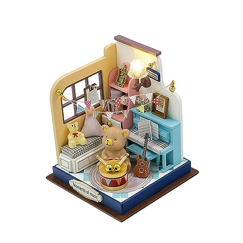 harayaa Handgefertigtes Miniatur Puppenhaus, 3D Puzzle, LED Leuchten, Einfach Zusammenzubauen, Modische Sammlerstücke, Puppenhaus Spielzeu, Stil c von harayaa