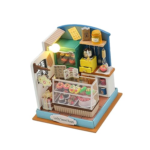 harayaa Handgefertigtes Miniatur Puppenhaus, 3D Puzzle, LED Leuchten, Einfach Zusammenzubauen, Modische Sammlerstücke, Puppenhaus Spielzeu, Stil d von harayaa