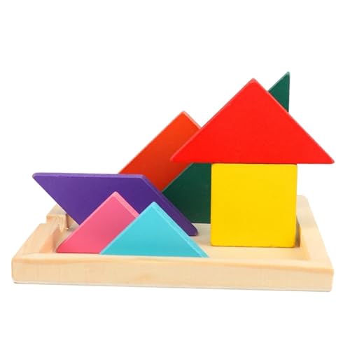 harayaa Hölzerne Tangram-Puzzles, Formmuster, Blöcke, Stiel, Lernspielzeug, Manipulationsspiele, Denksportaufgaben für Kinder im Alter von 4–8 Jahren, von harayaa