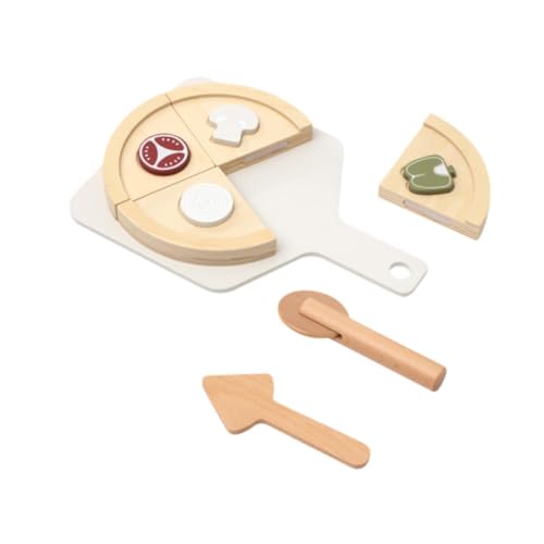 harayaa Holz-Pizza-Spielzeug-Set, Rollenspiel, frühes Lernen, realistisches Küchenspielzeug, Rollenspiel-Küchenzubehör, Montessori für Kinder, Ohne Ofen von harayaa