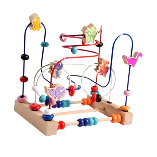 harayaa Holzperlenlabyrinth Spielzeug Kinder Holzpuzzle Spiel Geburtstagsgeschenke Feinmotorik Dinosaurier Perlenlabyrinth Frühlernspielzeug Babys von harayaa