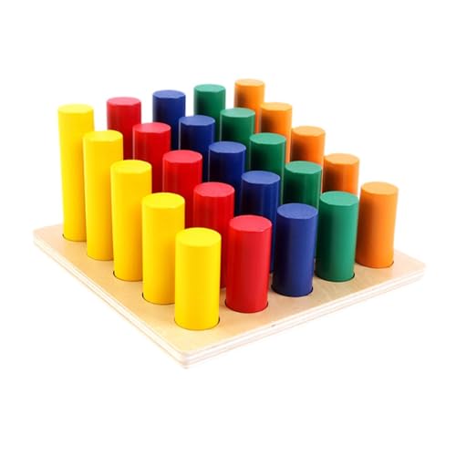 harayaa Holzzylindern Blöcke Geometrisches Peg Board Bildung Holzspielzeug Vorschule Lernen für Kinder von harayaa