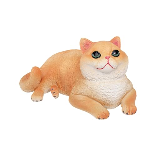 harayaa Katzenfigur Spielzeug Tierfigur Katze Cake Topper Kätzchen Spielzeug, Simulation Katzenfigur für Balkon, Orangene Katze von harayaa