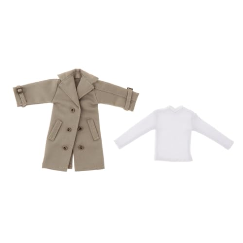 harayaa Kleidung für männliche Actionfiguren im Maßstab 1/12, Trenchcoat, Puppenkleidung, stilvolles Miniaturkostüm mit langärmligem Unterhemd, GrÜn harayaa Kleidung für männliche Actionfiguren im Maßstab 1/12, Trenchcoat, Puppenkleidung, stilvolles Miniaturkostüm mit langärmligem Unterhemd, GrÜn von harayaa