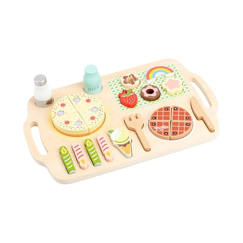 harayaa Küchenzubehör Lebensmittelspielzeug Kleinkinder Rollenspiel Kochen Spielzeug Realistisches Küchenpuzzlespielzeug aus Holz zum Basteln Geschenk von harayaa