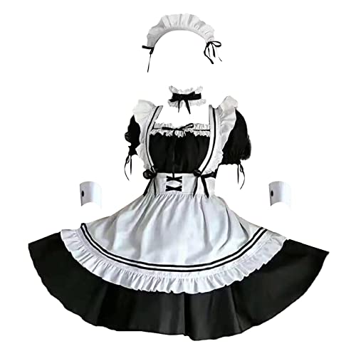 harayaa Maid Halloween Maid Outfit Cosplay Süße Klassische Lolita Schürze Maid Dress, S von harayaa