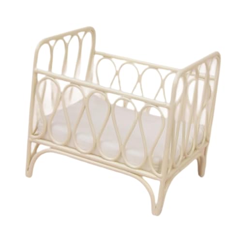 harayaa Mini Metallbett 1/12 Miniatur Babypuppen Wiegenbett für Heimdekoration von harayaa