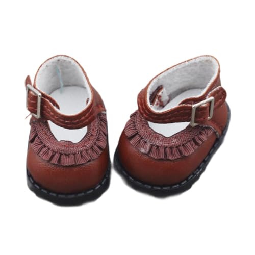 harayaa Mini Puppenschuhe, PU Lederschuhe, Handgefertigte Kostüme, Bezauberndes Anziehspielzeug, Puppenoutfits für 15 cm Große Mädchen, Braun von harayaa