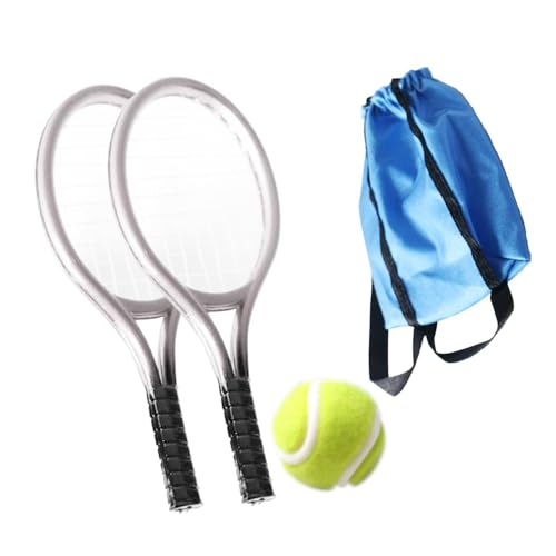 harayaa Mini Tennisschläger Und Ball Set, Miniatur Tennis Set, Miniatur Sport Tennisschläger Und Ball Set, Alter 3–6, Silber von harayaa