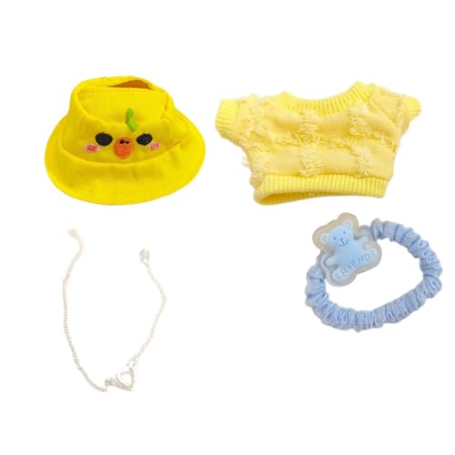 harayaa Miniatur Puppenkleidungsset, Kostüme, Bequeme Puppenkleidung, T Shirt Kleidung für 8–10 Jahre Alte Puppen, Geschenk für, Gelber Hut von harayaa