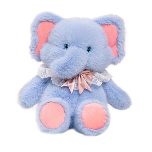 harayaa Plüsch Elefant Spielzeug, Wohnzimmer Dekoration, Cartoon Elefant Puppe für Schlafzimmer, Wohnzimmer, Teenager, Jungen, Kinder, Blaues Lätzchen von harayaa