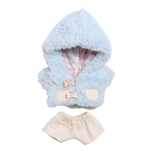 harayaa Plüsch-Puppen-Kleidung, Anhänger, Puppen-Outfits, bequemes DIY-Puppenspielzeug, Plüsch-Puppenzubehör, Puppen-Hoodie-Kostüme für 17 cm große Puppen, Blau von harayaa