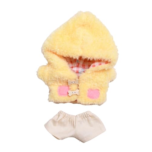 harayaa Plüsch-Puppen-Kleidung, Anhänger, Puppen-Outfits, bequemes DIY-Puppenspielzeug, Plüsch-Puppenzubehör, Puppen-Hoodie-Kostüme für 17 cm große Puppen, Gelb von harayaa