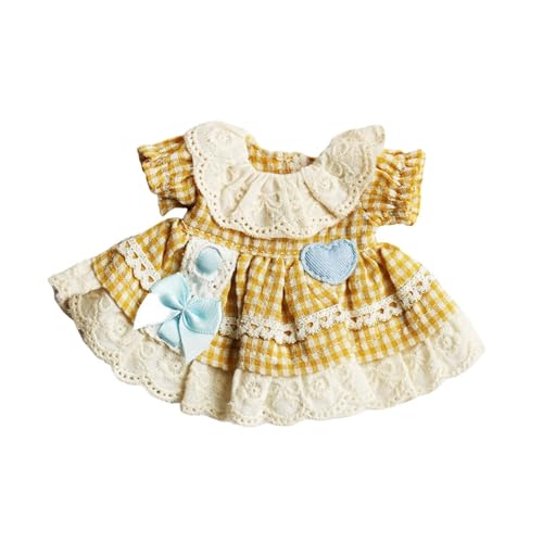 harayaa Plüsch Puppenkleid, Machen Sie Ihre Eigenen Puppen, Foto Requisite, DIY Kostüme, Modisches Stoffpuppen Kleidungs Outfit für 11,9 cm (4,72 Zoll) , Gelbes Gitter von harayaa