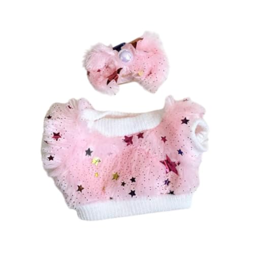 harayaa Plüsch Puppenkleidung für 17 cm Puppen Outfit, Stern Sweatshirt mit Kopfschmuck, Kostüme, Foto Requisiten, Bequemer, Stilvoller Cartoon, Rosa von harayaa