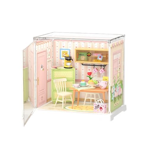 harayaa Puppenhaus-DIY-Miniatur-Bausätze, Mini-Hausmodell, Schreibtisch-Ornament, Selbstmontage mit Zubehör für Kinder im Alter von 6–12 Jahren, Jungen und, Restaurant von harayaa