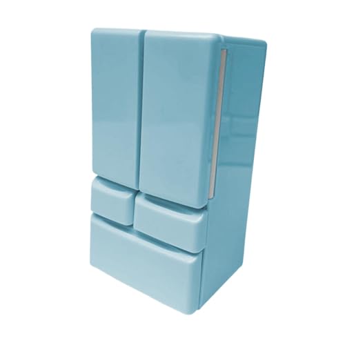 harayaa Puppenhaus Mini Kühlschrank Puppenhaus Möbel Maßstab 1/12 Doppeltür für Küche, BLAU von harayaa