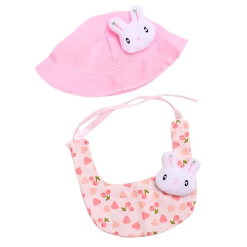 harayaa Puppenkleidung, Lätzchen, Puppen-Lätzchen, Mütze, süßes DIY-Puppenspielzeug, stilvoll für kleine Mädchen, weicher Anhänger, Puppen-Outfits, Kostüme, Rosa von harayaa